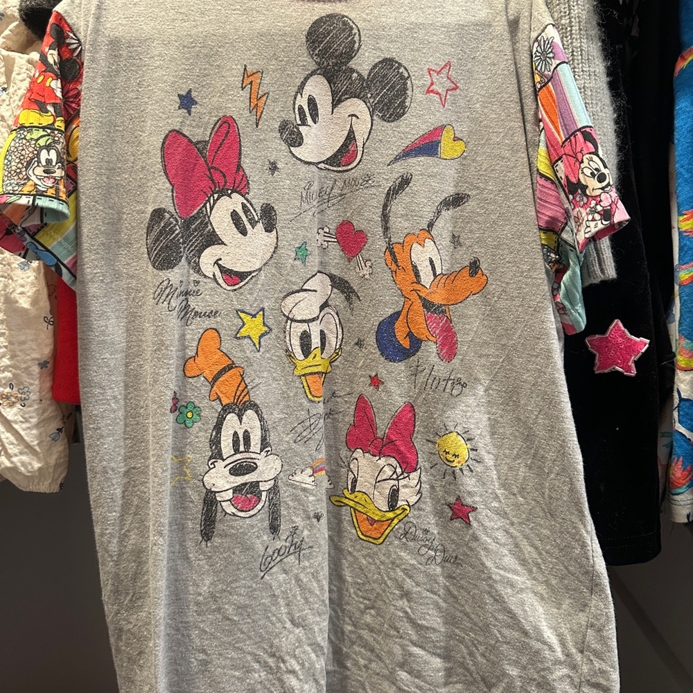 Upcycled Disney Kids Gray Character T-Shirt Dress